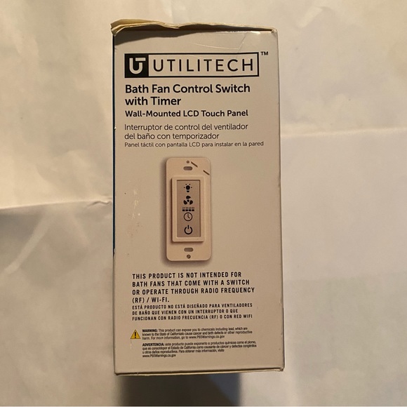 Utilitech Bath Fan Control Switch with Timer Wall-Mounted LCD Touch Panel - Picture 2 of 4